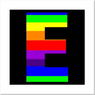 The Letter E in Rainbow Stripes Posters and Art